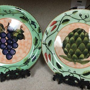 CBK 1998 Artichoke & Grape Designed Plates Lot of 2